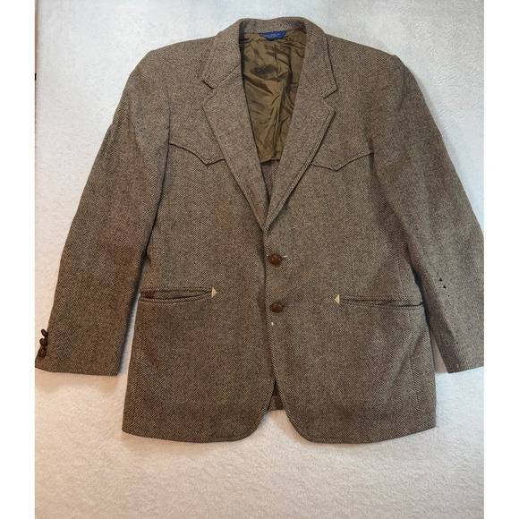 Pendleton Other - Vintage Pendleton High Grade Western Wear Wool Herringbone Blazer Brown READ